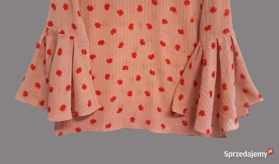 Damska bluzka różowa z falistym wykończeniem Inny wzór Chrzanów