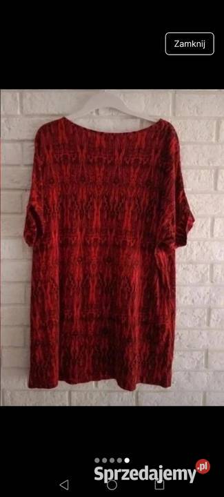 Bluzka czerwona krótki rękaw oversize Basic Krosno