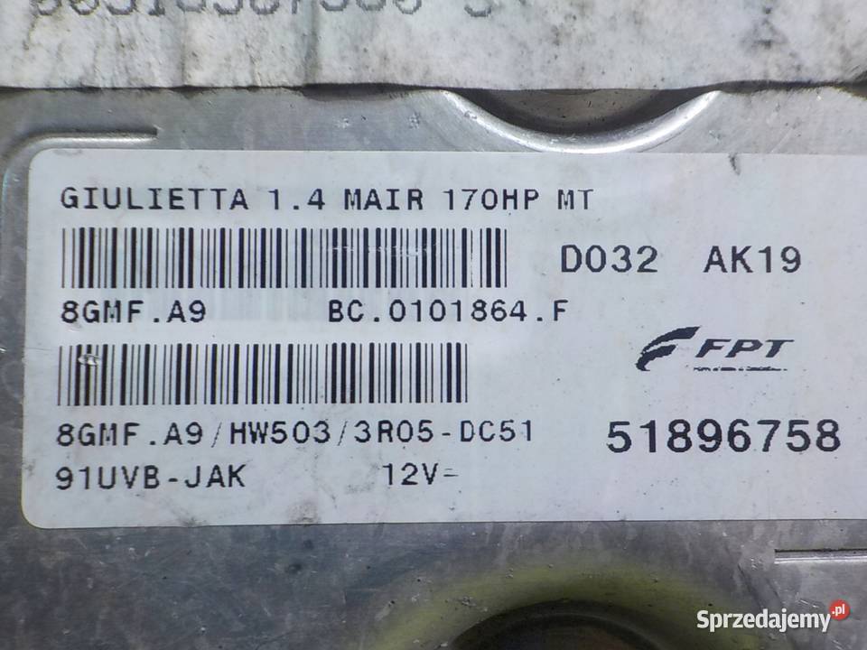 ALFA ROMEO GIULIETTA 14 TB 10r HB 5D sterownik mazowieckie