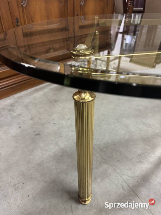 Owalnaduża ława z grubym frezowanym szklanym Ełk