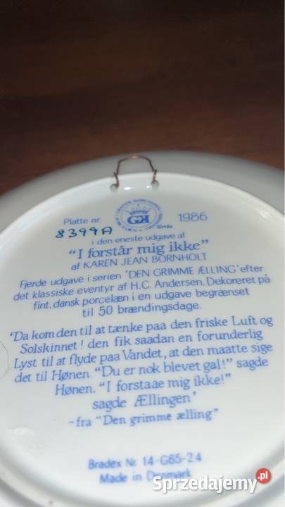 Talerz z bajką Brzydkie kaczątko Royal Copenhaga Gdańsk