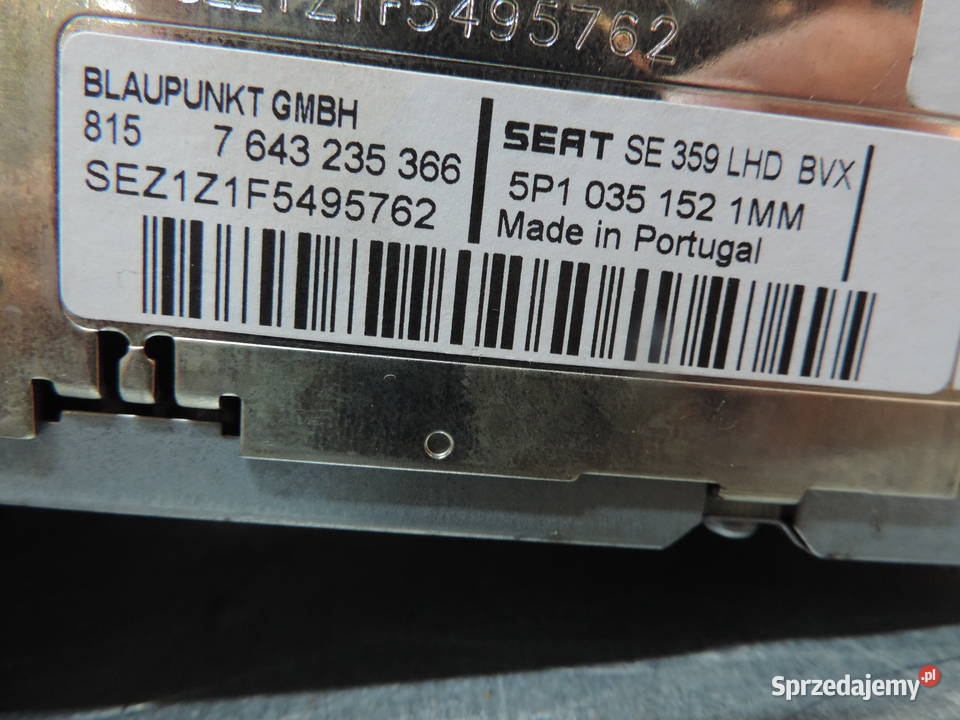 RADIO CD RADIOODTWARZACZ SEAT ALTEA 05R osobowe Wyposażenie wnętrza Nowy Sącz sprzedam