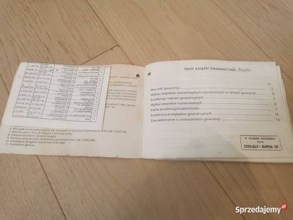 Star 1142 Książka Gwarancyjna Kolekcjonerska
