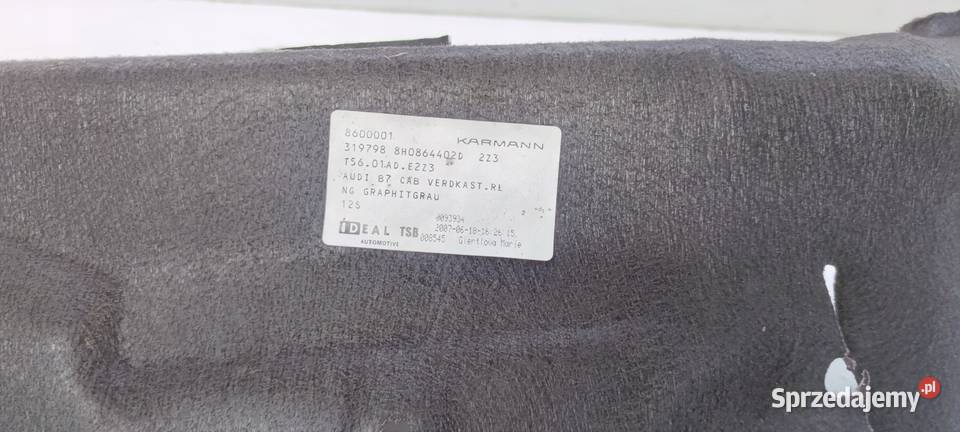 TAPICERKA BOCZEK BAGAŻNIKA AUDI A4 B7 8H0864402D Przystajń