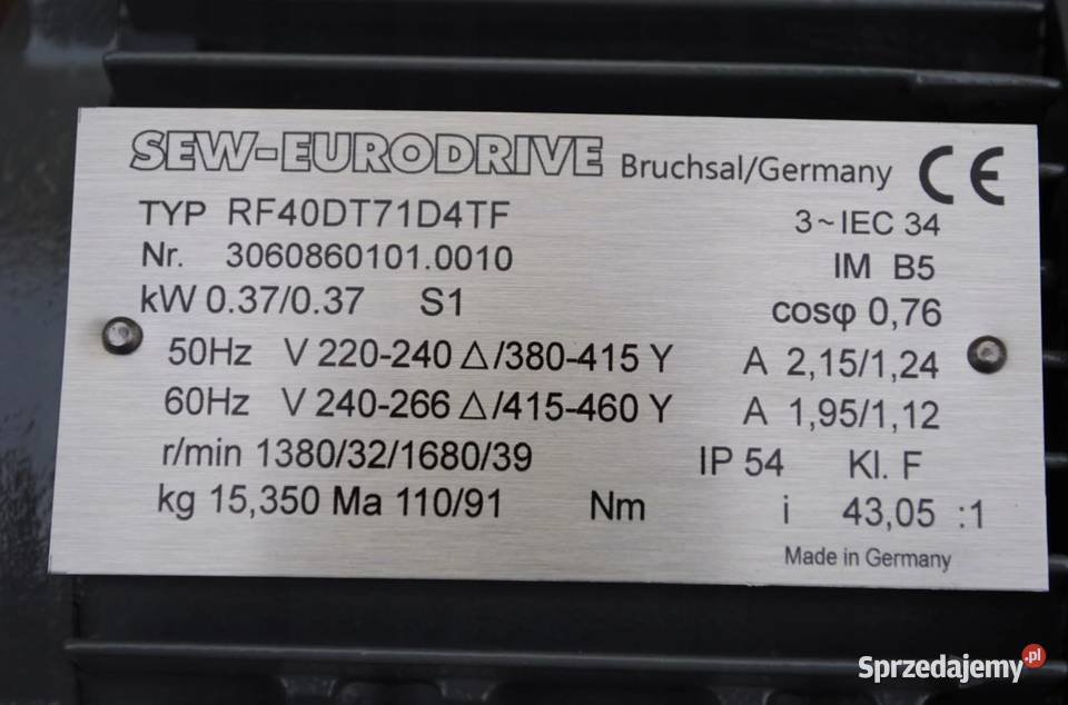 Motoreduktor kołnierzowy 037kw 32obrmin SEW Kargowa