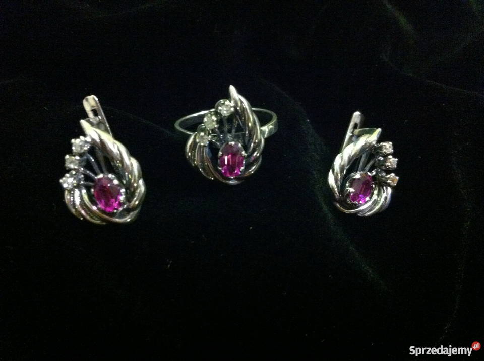 Srebrny komplecik z turmalinami lubelskie Lublin sprzedam