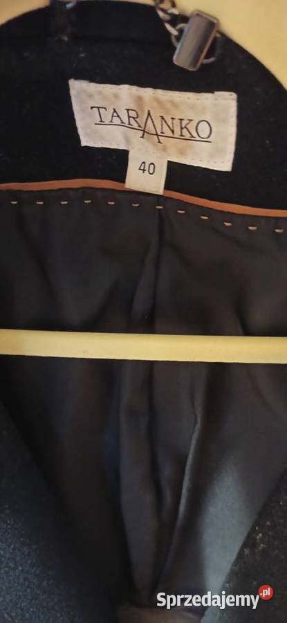 Czarny damski płaszcz TARANKO rozmiar 40 Bez wzoru Brzechów