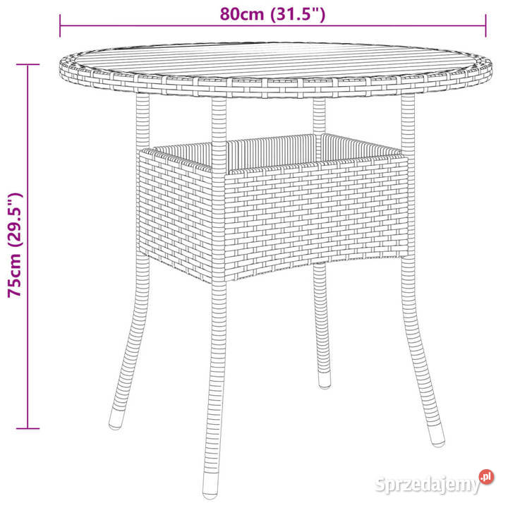 5cz zestaw mebli bistro rattan PE i lite drewno