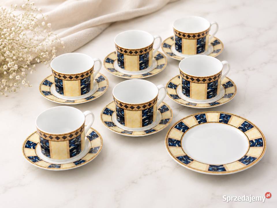 Komplet 6 filiżanek ze spodkami porcelana podkarpackie Łańcut sprzedam