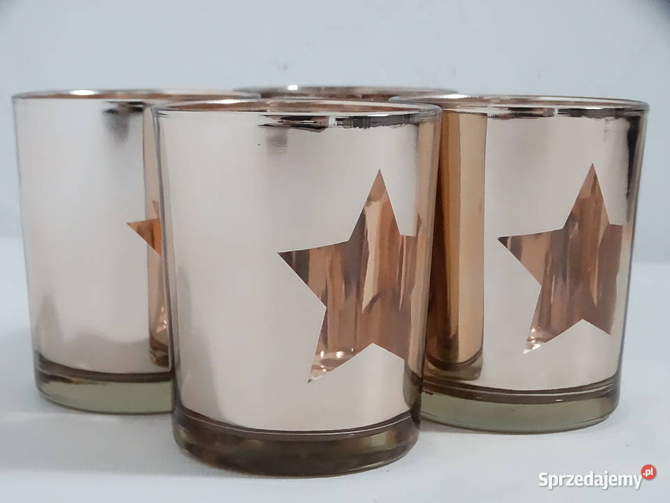 Komplet 4 świeczników Rose Gold z wyciętą Świeczniki lubelskie