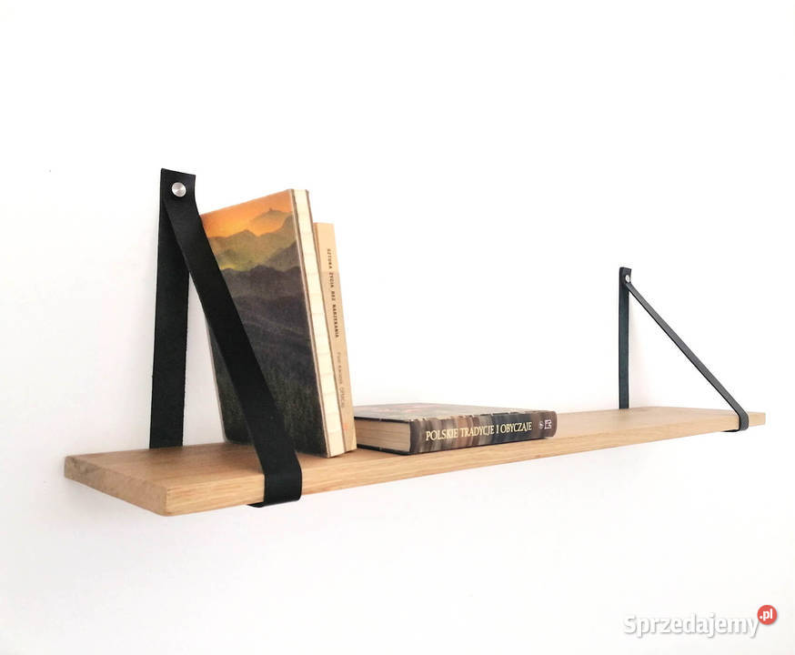 Półka wisząca na skórzanych paskach Łódź sprzedam