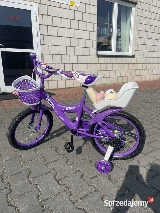 329 Rower 16 fioletowy z misiem