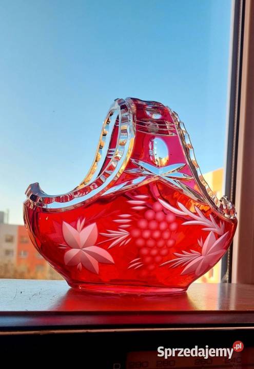 Piękny koszyk kryształowy PRL Wrocław