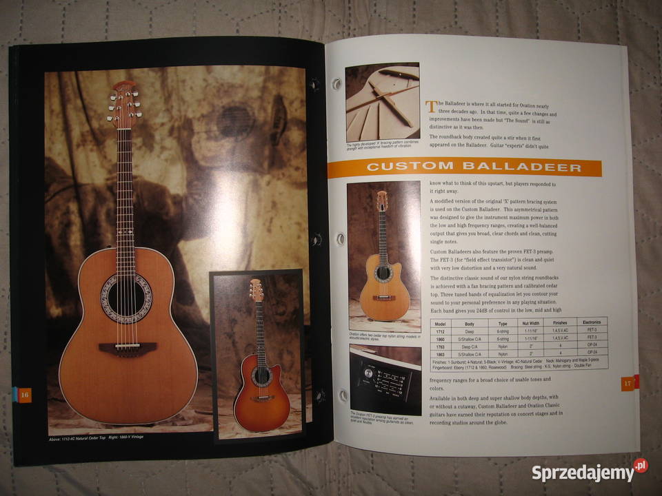 Ovation Guitars 1994 katalog gitar Gitary i akcesoria Kępice