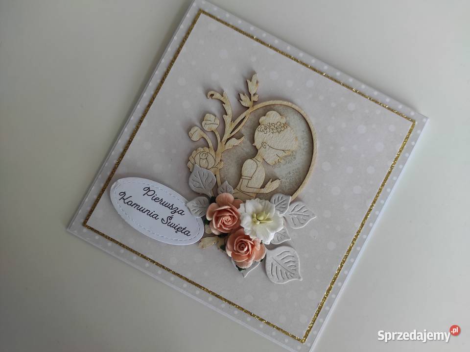 Kartka ręcznie robiona na Komunię Świętą z Rękodzieło Łódź