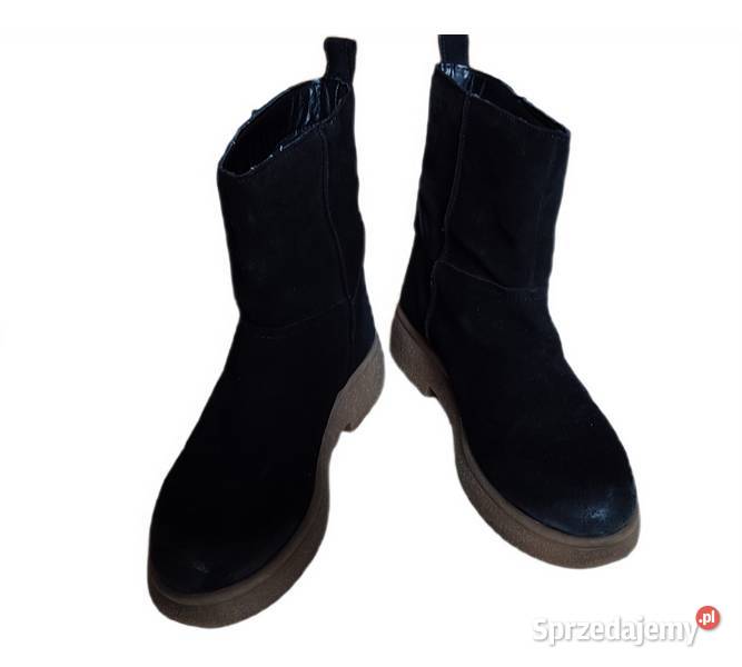 Czarrne botki zamszowe ocieplane r 37