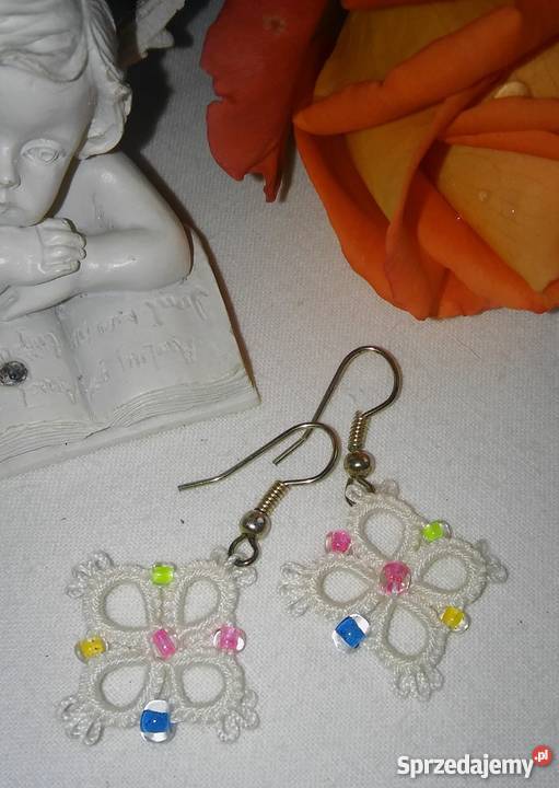 Kolczyki Frywolitkowe Wiśniowa