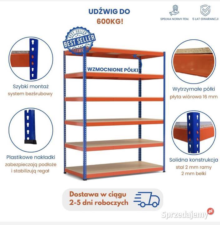 Regał magazynowy 1981x1026x315mm 4P WIÓR 157 NP