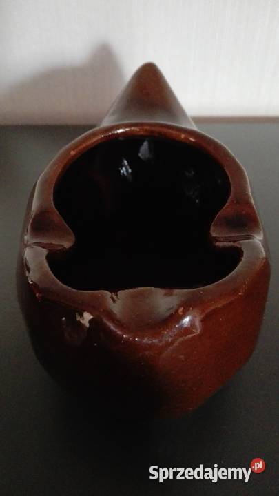 Popielnica Bucik ceramika kamionka PRL odcienie brązowego Warpechy Stare