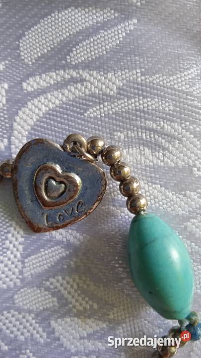 NASZYJNIK Z TURKUSÓW I SREBRZONYCH KORALIKÓW Z Piła