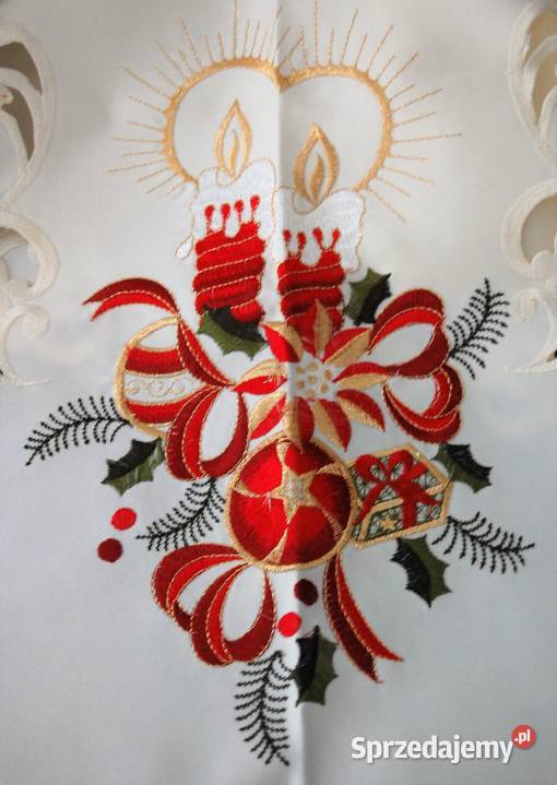 Bieżnik obrus świąteczny haftowany poliester 121 Lublin sprzedam