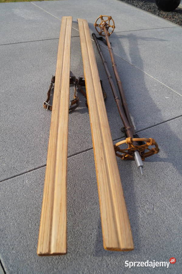 Stare narty jesionowe 190 z kijkami Pozostałe podkarpackie