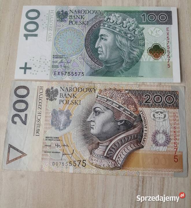 Banknot 100 ZŁOTY RADAR przesunięcie druku 7777 Bytom