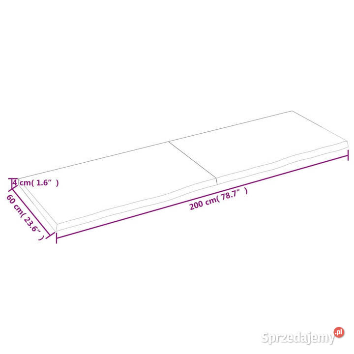 Półka ciemnobrązowa 200x60x24 wykończone drewno
