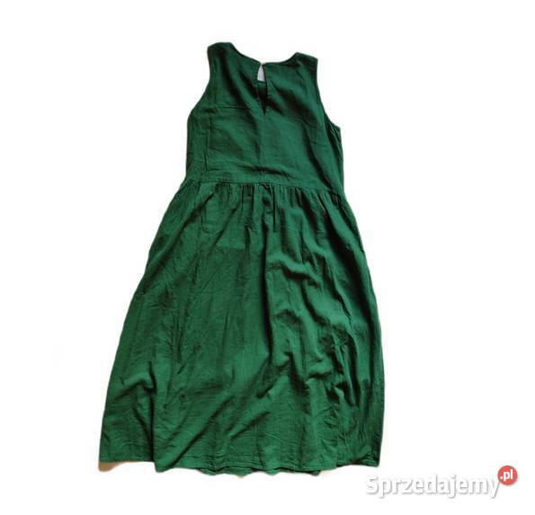 Lniana sukienka butelkowa zieleń LXXL Gdańsk