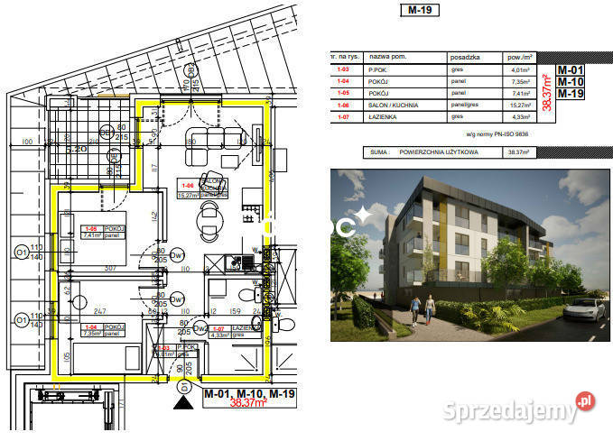 3 Pokoje w Nowoczesnym Budownictwie 384 m Tomaszów Lubelski