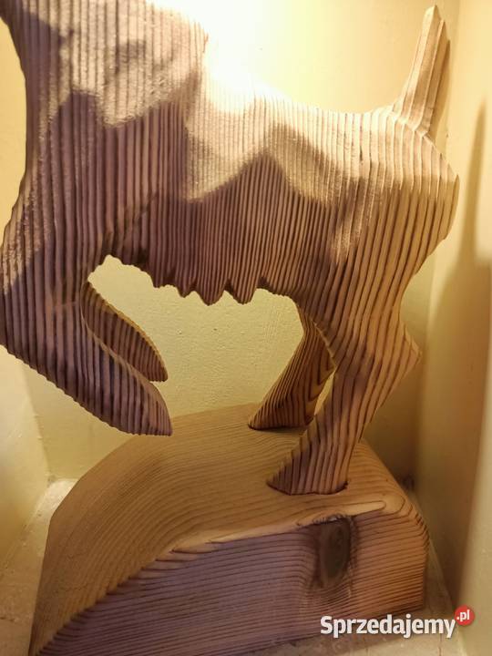 Rzeźba drewno koza kozioł duży masywny Figurki i rzeźby