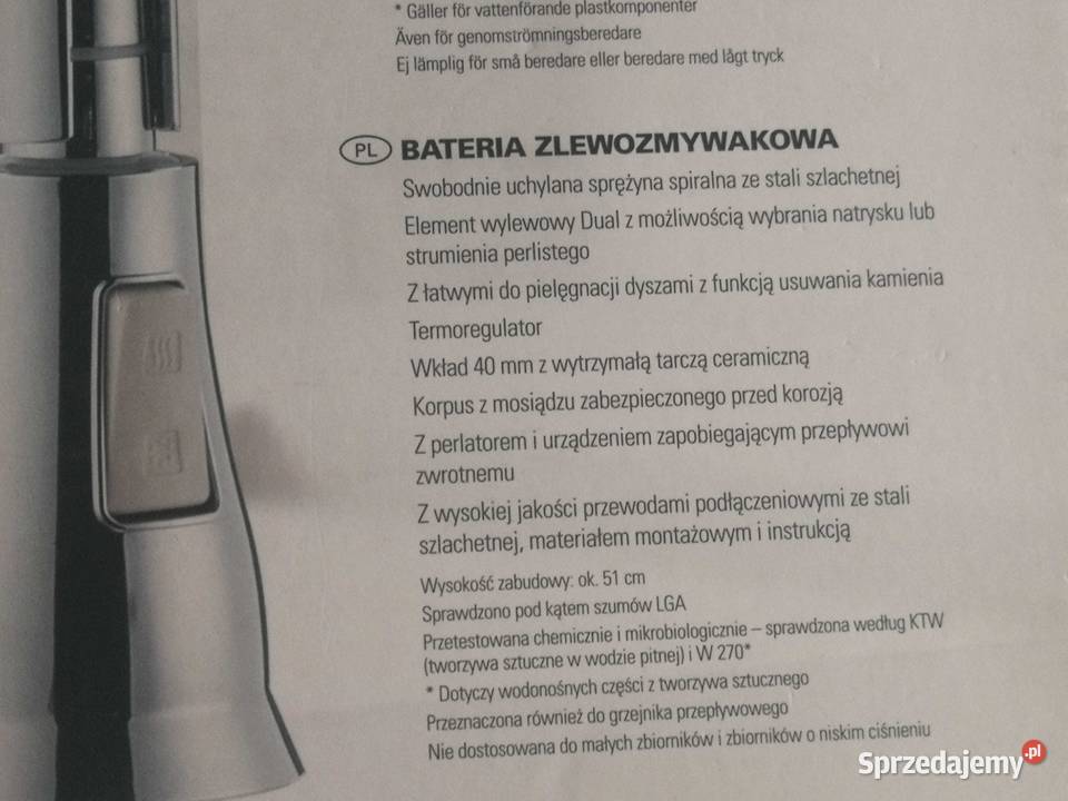 Bateria zlewozmywakowa kuchenna wyciągana Baterie kuchenne