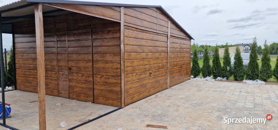 Duży Garaż Blaszany ZŁOTY DĄBDREWNOPODOBNY Świdnica