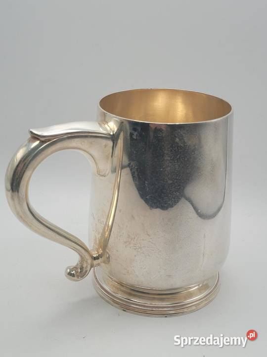 Elegancki antyczny srebrowany kufel tankard Grabów nad Prosną