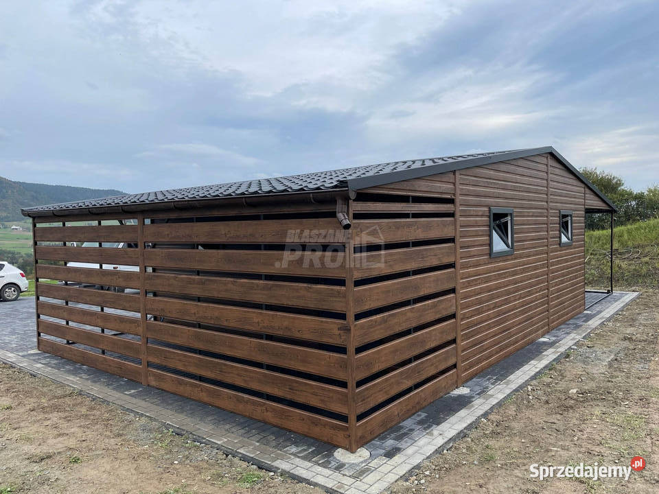 Garaz blaszany 6x6 2x wiata 3x6 2x Brama uchylna Włocławek