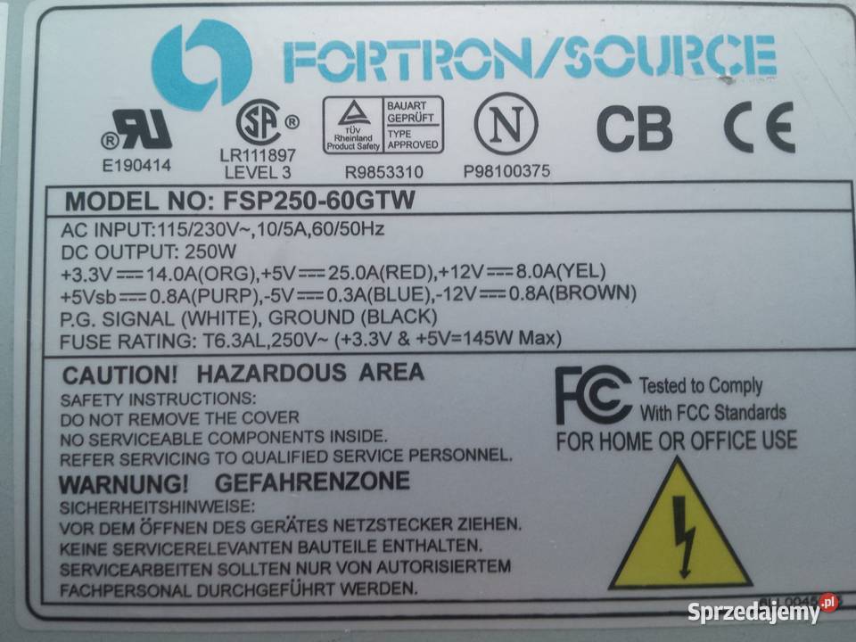 Zasilacz ATX 250W Fortron Łódź