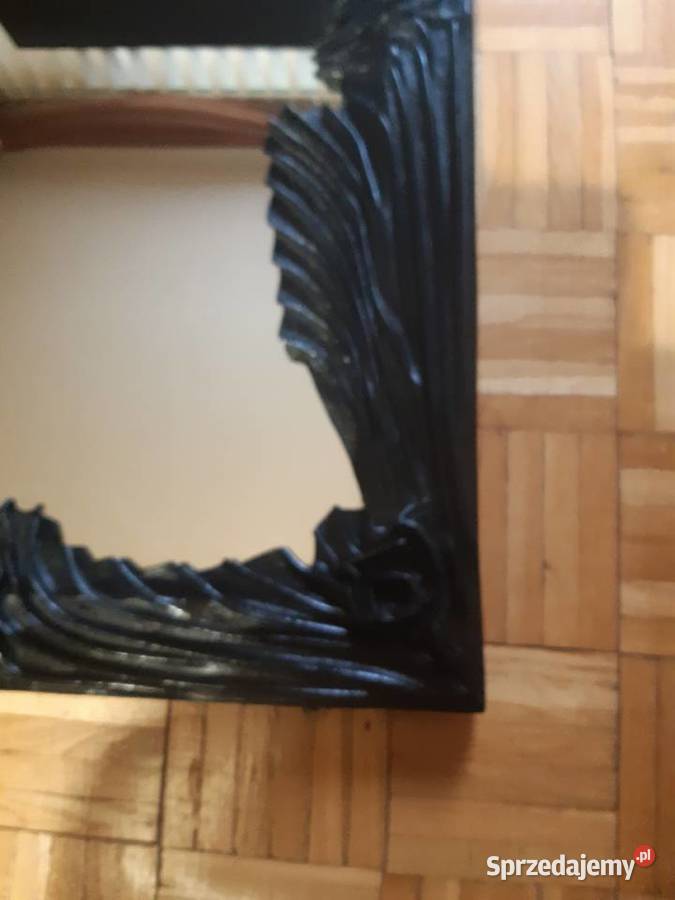 Lustro oprawione w czrną prawdziwą skórę kujawsko-pomorskie Potulice
