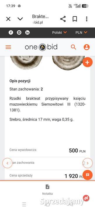 Brakteat Siemowit III S 13201381 Kujawy litera S Nisko