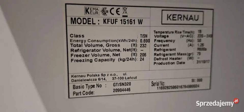 Zamrażarka KERNAU KFUF 15161 W szufladowa Gastronomia łódzkie