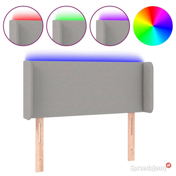 Zagłówek do łóżka z LED jasnoszary 83x16x7888 Ramy i stelaże Warszawa