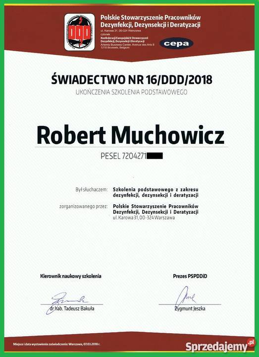 Odpluskwianie usuwanie pluskiew prusaków Łódź