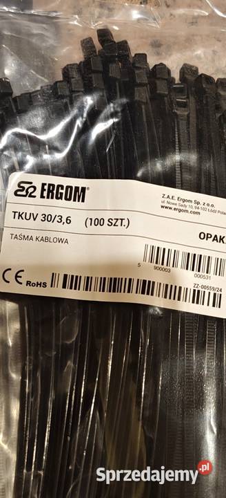 ERGOM TKUV 3036 opaski kablowe 300 36 mm czarne Ostrów Mazowiecka sprzedam