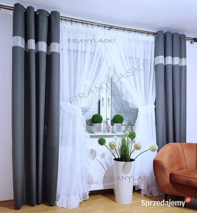 Firany Gotowe Firana balkonowa falbanki cyrkonie Oborniki Śląskie
