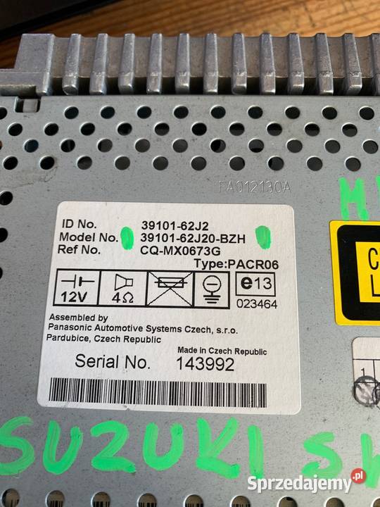 Radio CD Suzuki SWIFT MK6 3910162J20BZH wielkopolskie
