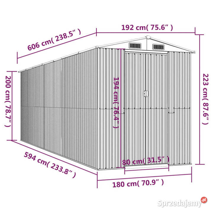 Szopa ogrodowa ciemny brąz 192x606x223 stal Warszawa
