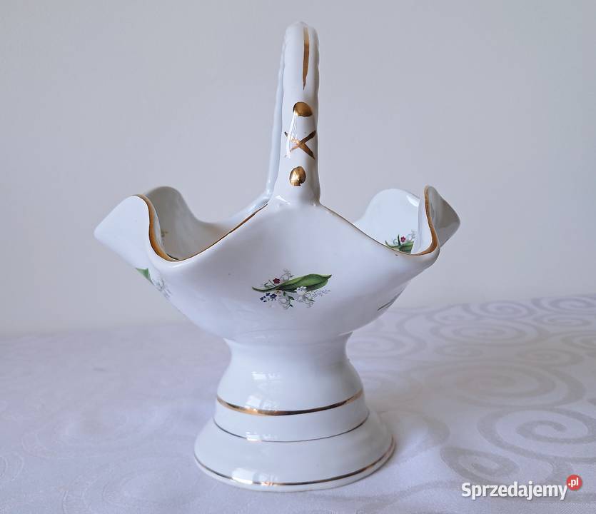 Koszyk porcelanowy CHODZIEŻ konwalie złocenia Porcelana i szkło Strzelce Krajeńskie