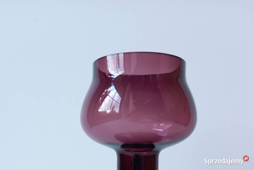 Świecznik Huta Alicja kolorowe szkło PRL Dąbrowa Górnicza