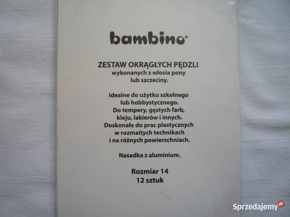 12 sztuk Bambino Pędzelki okrągłe grubość 14 Szczecin sprzedam