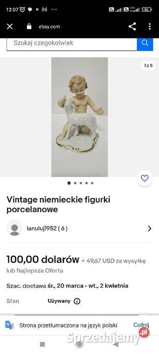 VINTAGE WALLENDORF NIEMCY PORCELANOWA FIGURKA Pabianice