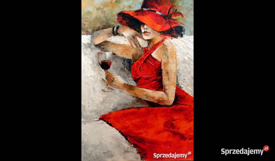 Dziewczyna w kapeluszu obraz olejny 70x50 Warszawa